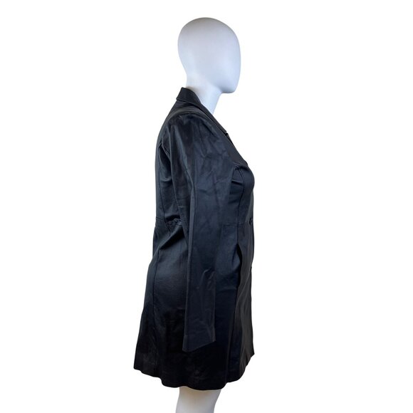 Centigrade Black Women’s Tailored Leather Long Jacket Sz L - Picture 4 of 10